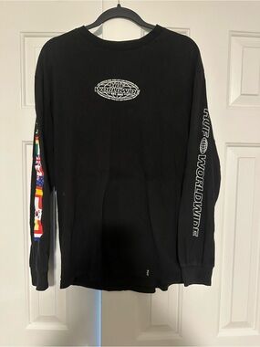 HUF Black Long-Sleeve Worldwide Flag Sleeve Tee